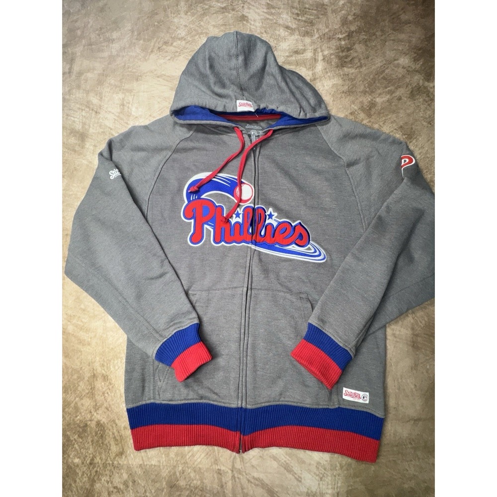 Stitches MLB Philadelphia Phillies Zip-Up Hooded Sweatshirt Jacket Adult Medium